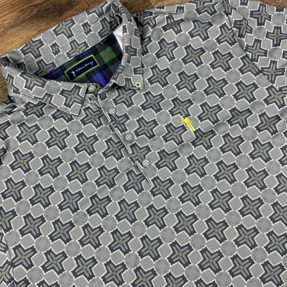 William Murray Golf Polo Shirt Mens XL Gray Geometric